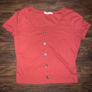 Rust Orange Red Button Crop Top